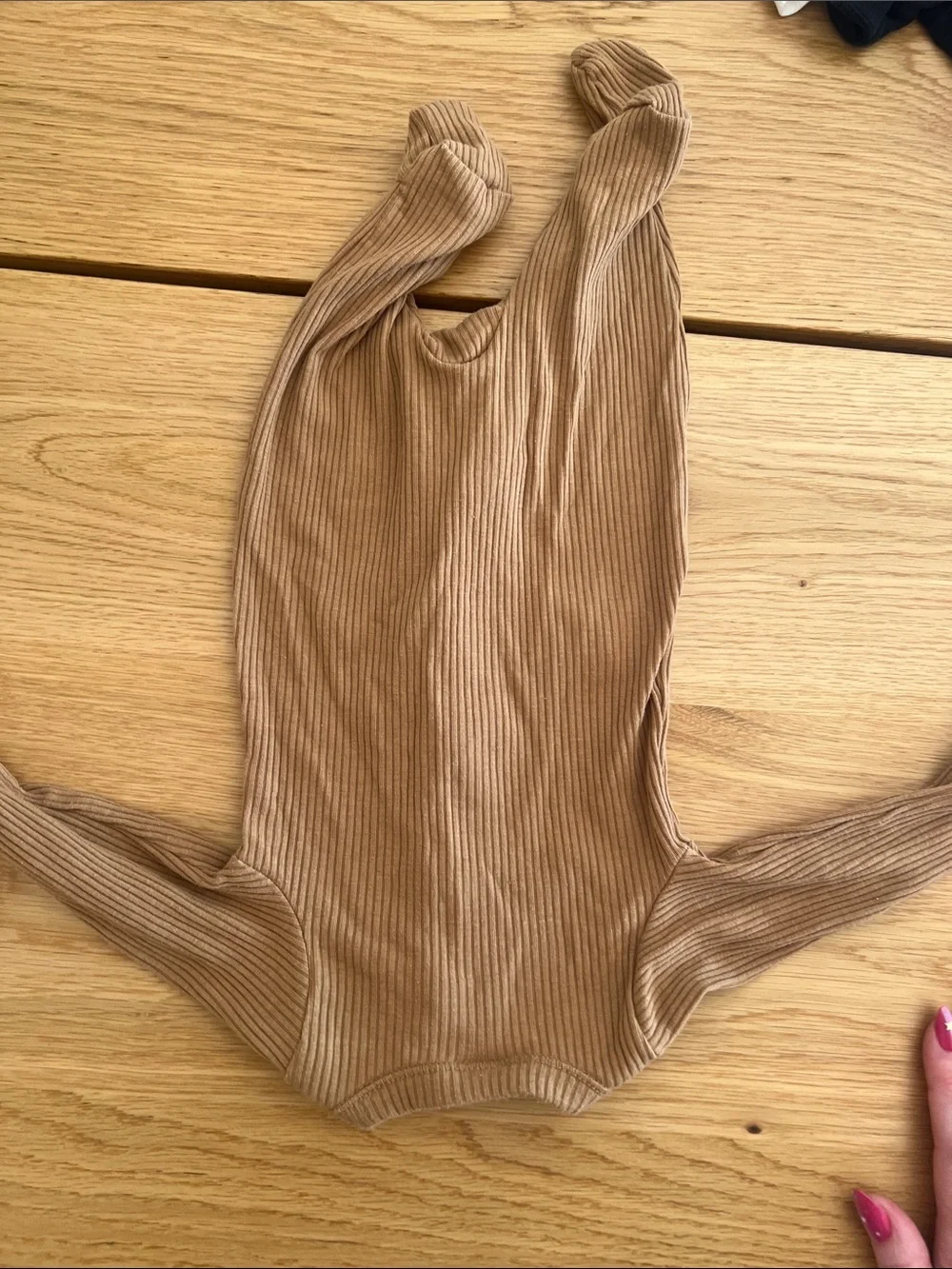 Old Navy Ribbed Footed Zipper One-Piece Set - Cream & Brown
